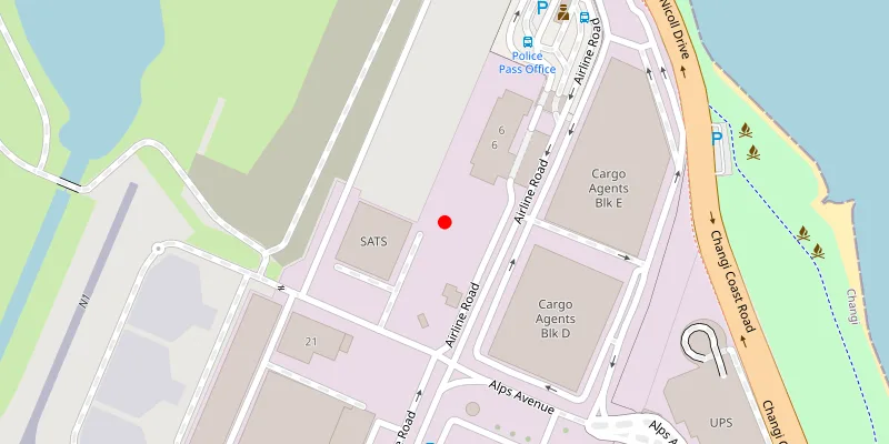 Singapore Changi airport location view