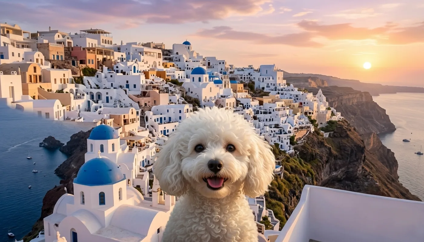 Dog travelling to Greece